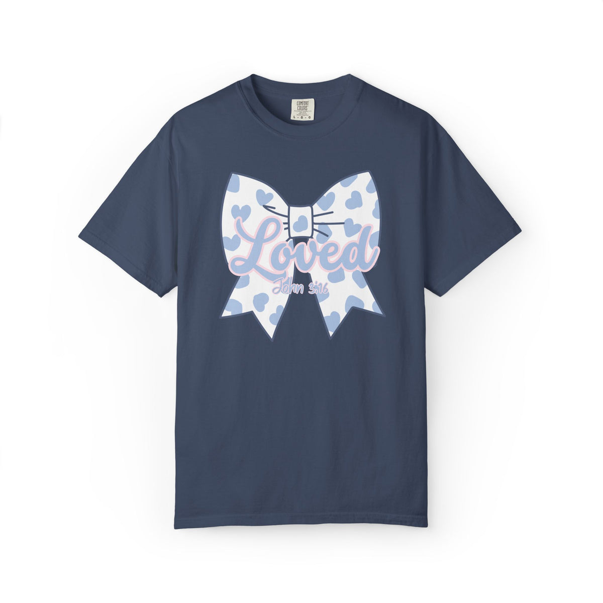 Baby Blue Polka Dot Bow T-Shirt | Christian Faith Graphic Tee