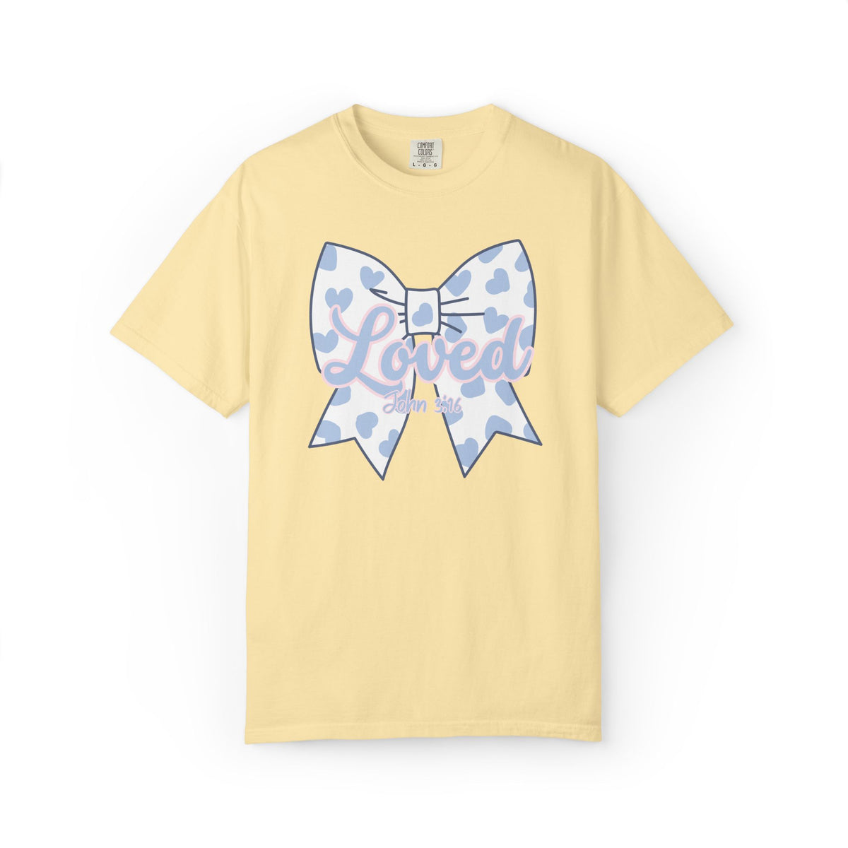 Baby Blue Polka Dot Bow T-Shirt | Christian Faith Graphic Tee