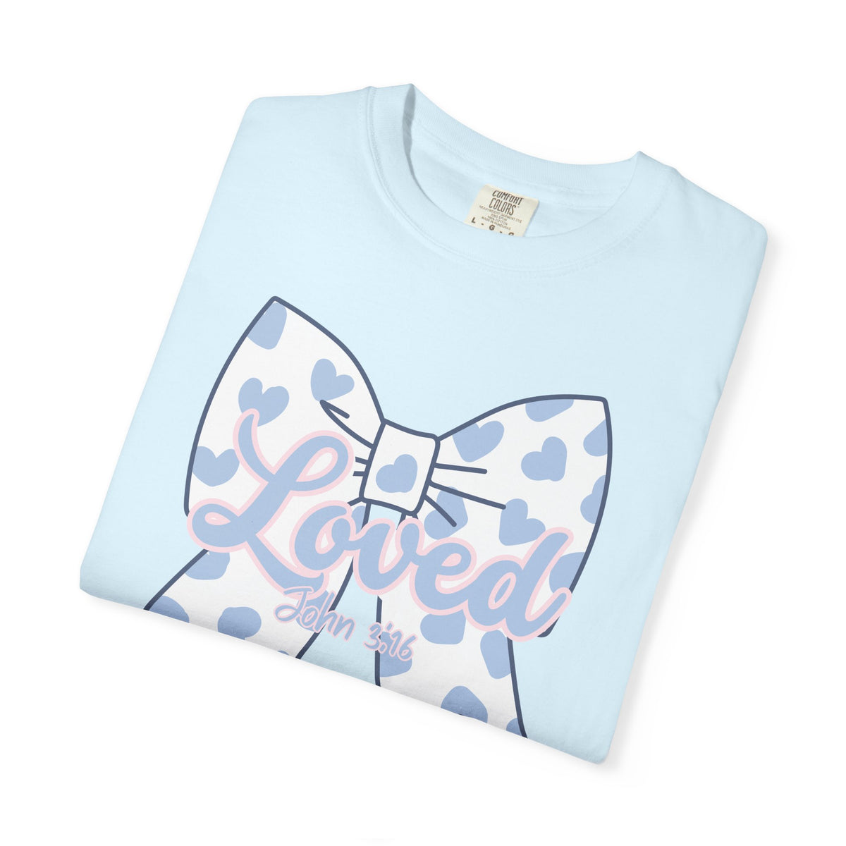 Baby Blue Polka Dot Bow T-Shirt | Christian Faith Graphic Tee