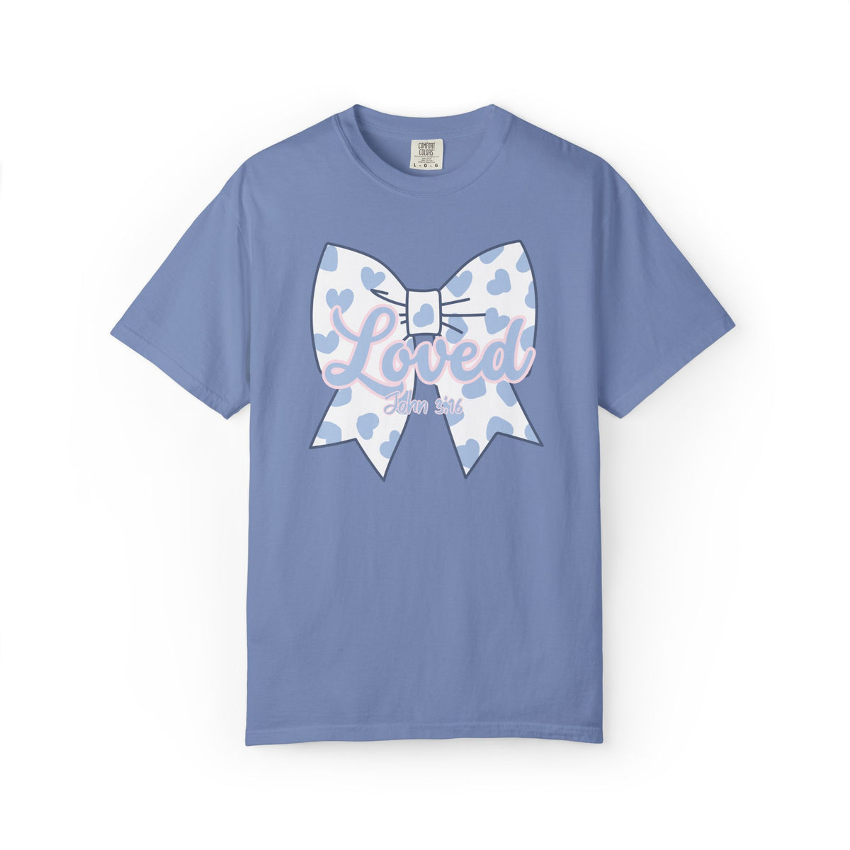 Baby Blue Polka Dot Bow T-Shirt | Christian Faith Graphic Tee