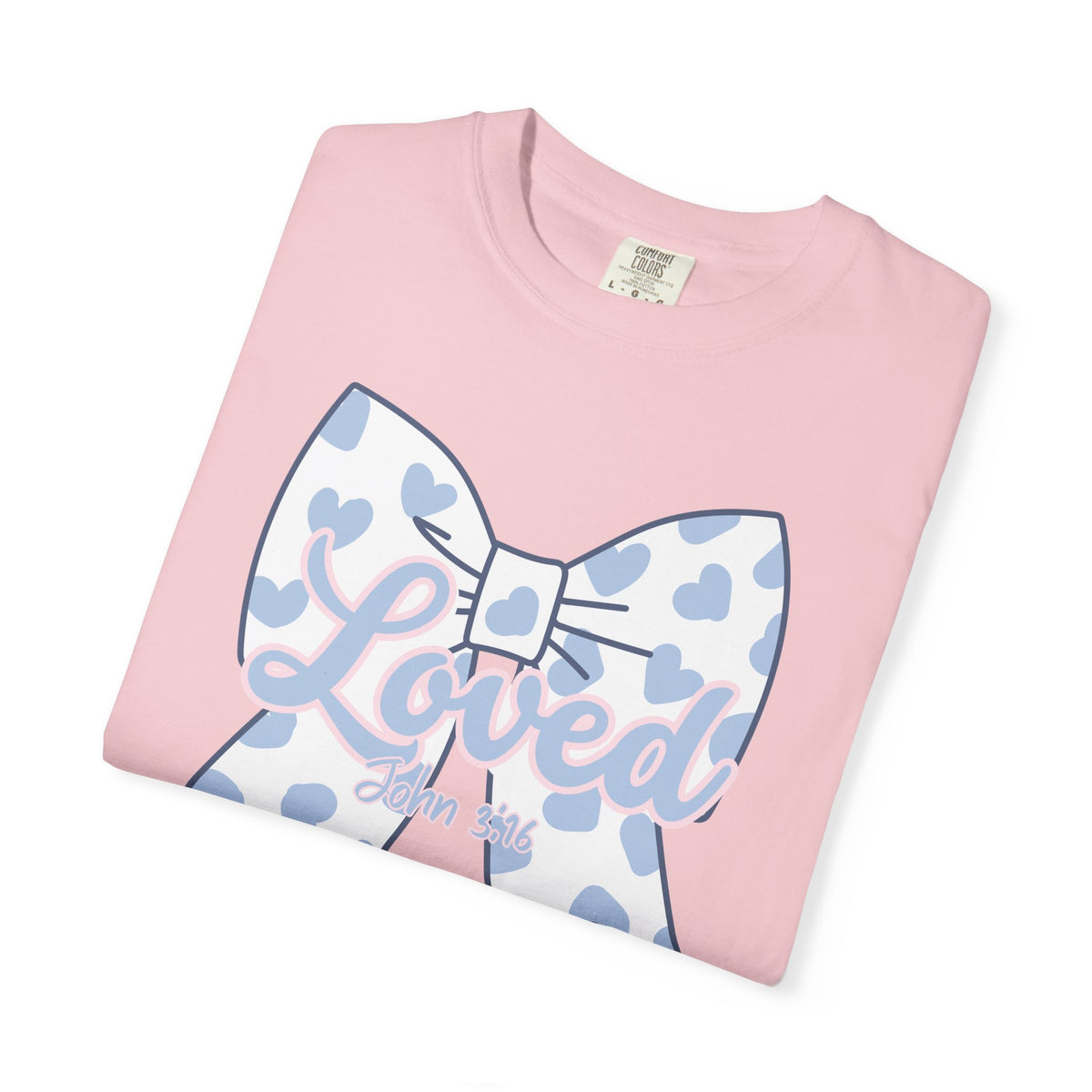 Baby Blue Polka Dot Bow T-Shirt | Christian Faith Graphic Tee