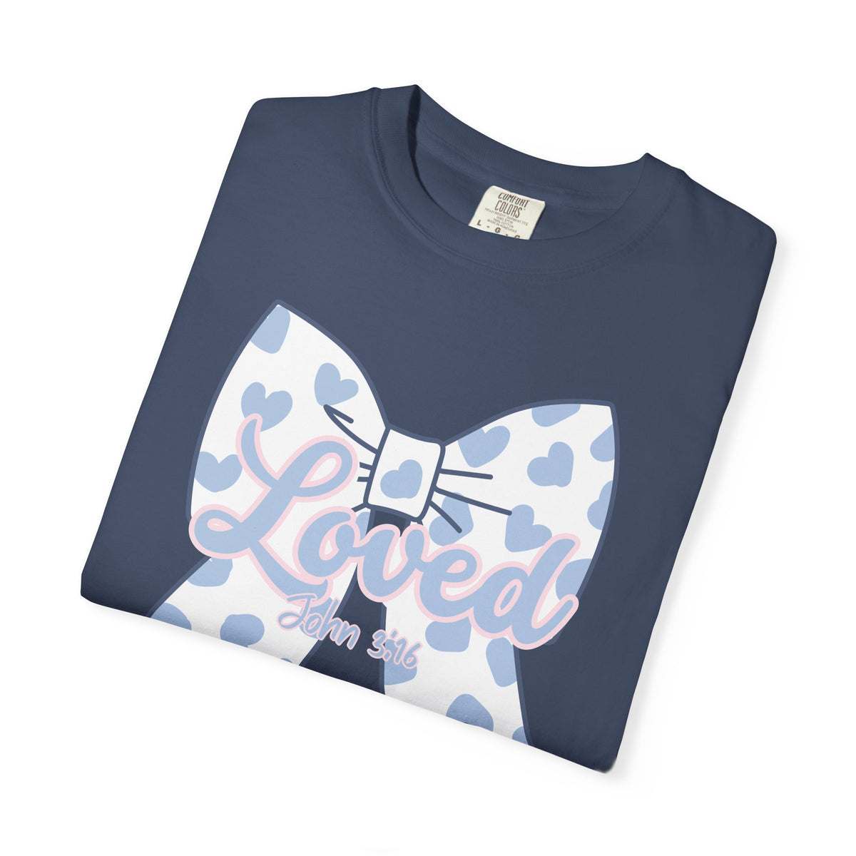 Baby Blue Polka Dot Bow T-Shirt | Christian Faith Graphic Tee