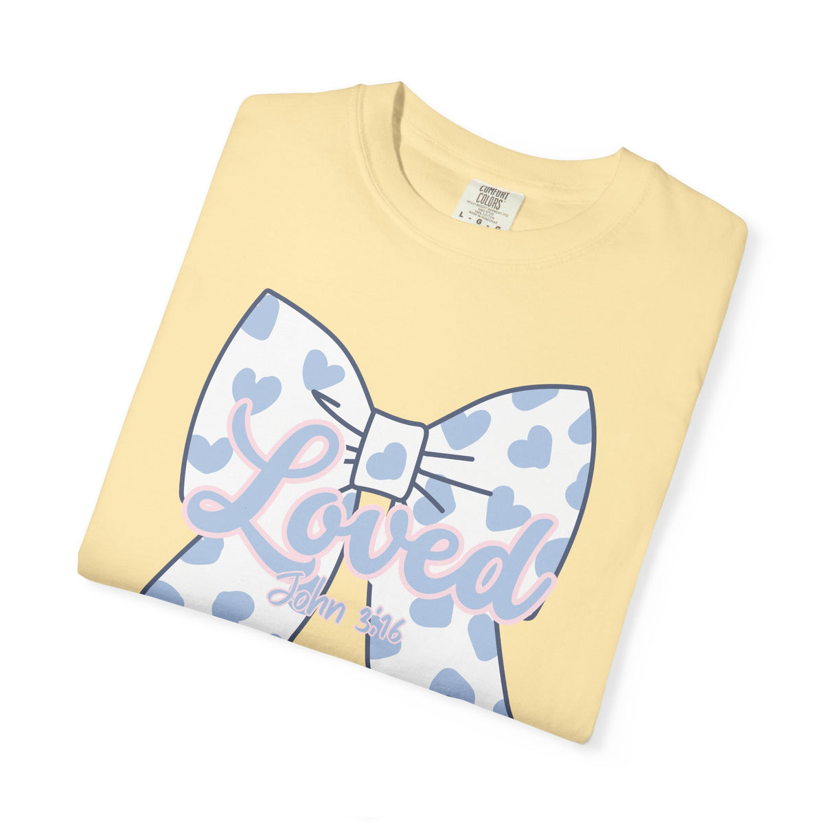 Baby Blue Polka Dot Bow T-Shirt | Christian Faith Graphic Tee