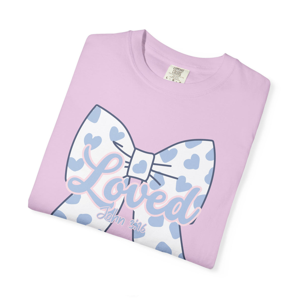Baby Blue Polka Dot Bow T-Shirt | Christian Faith Graphic Tee