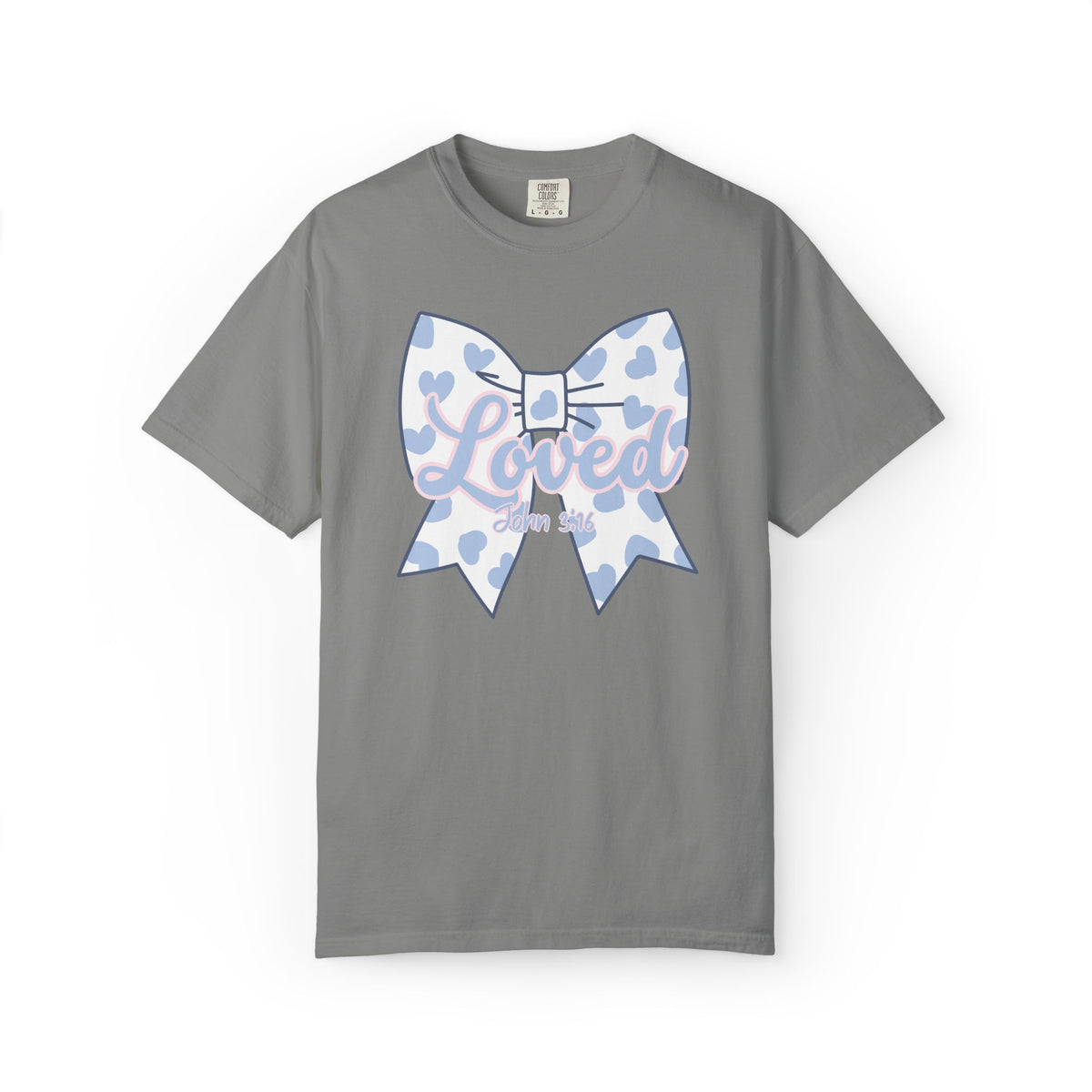 Baby Blue Polka Dot Bow T-Shirt | Christian Faith Graphic Tee