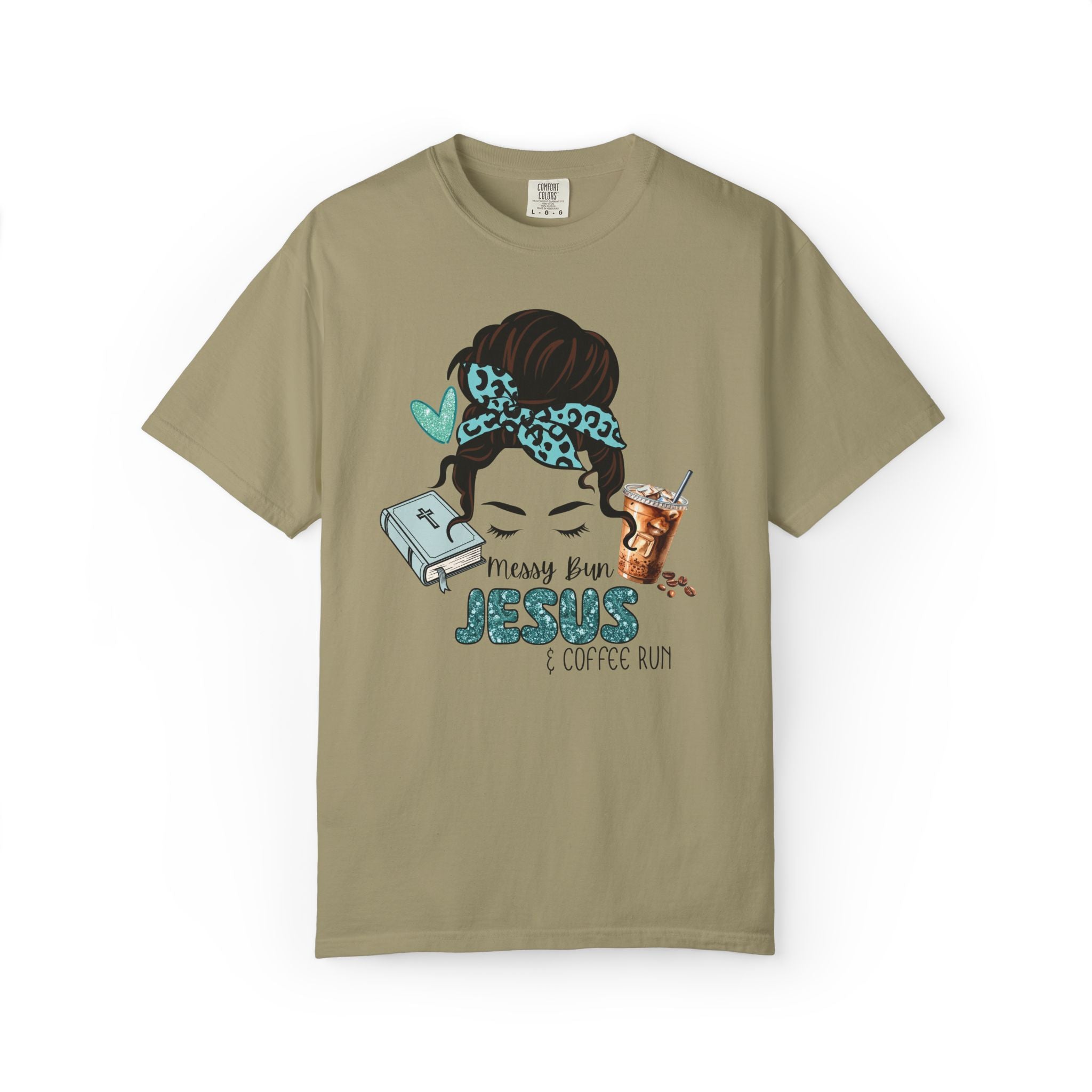 Messy Bun Jesus & Coffee Run T-Shirt | Christian Faith Graphic Tee