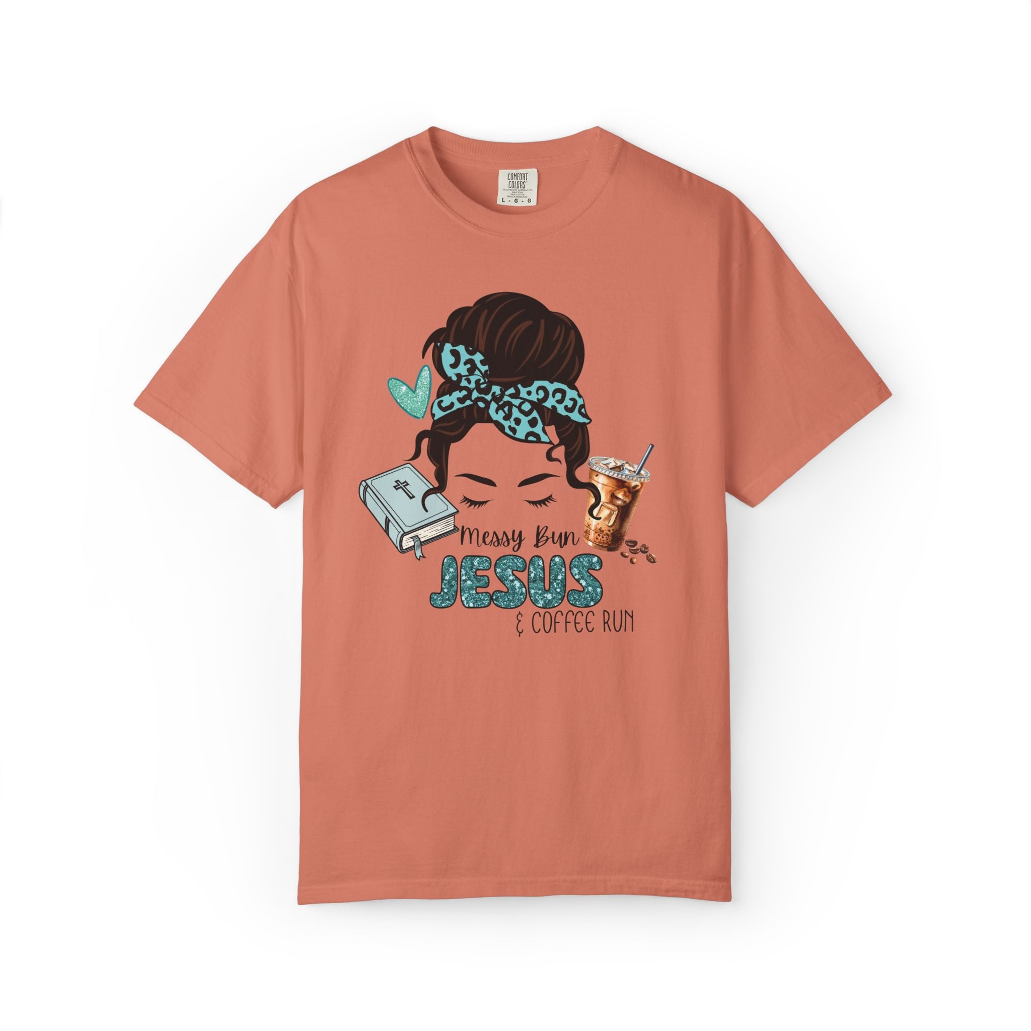 Messy Bun Jesus & Coffee Run T-Shirt | Christian Faith Graphic Tee