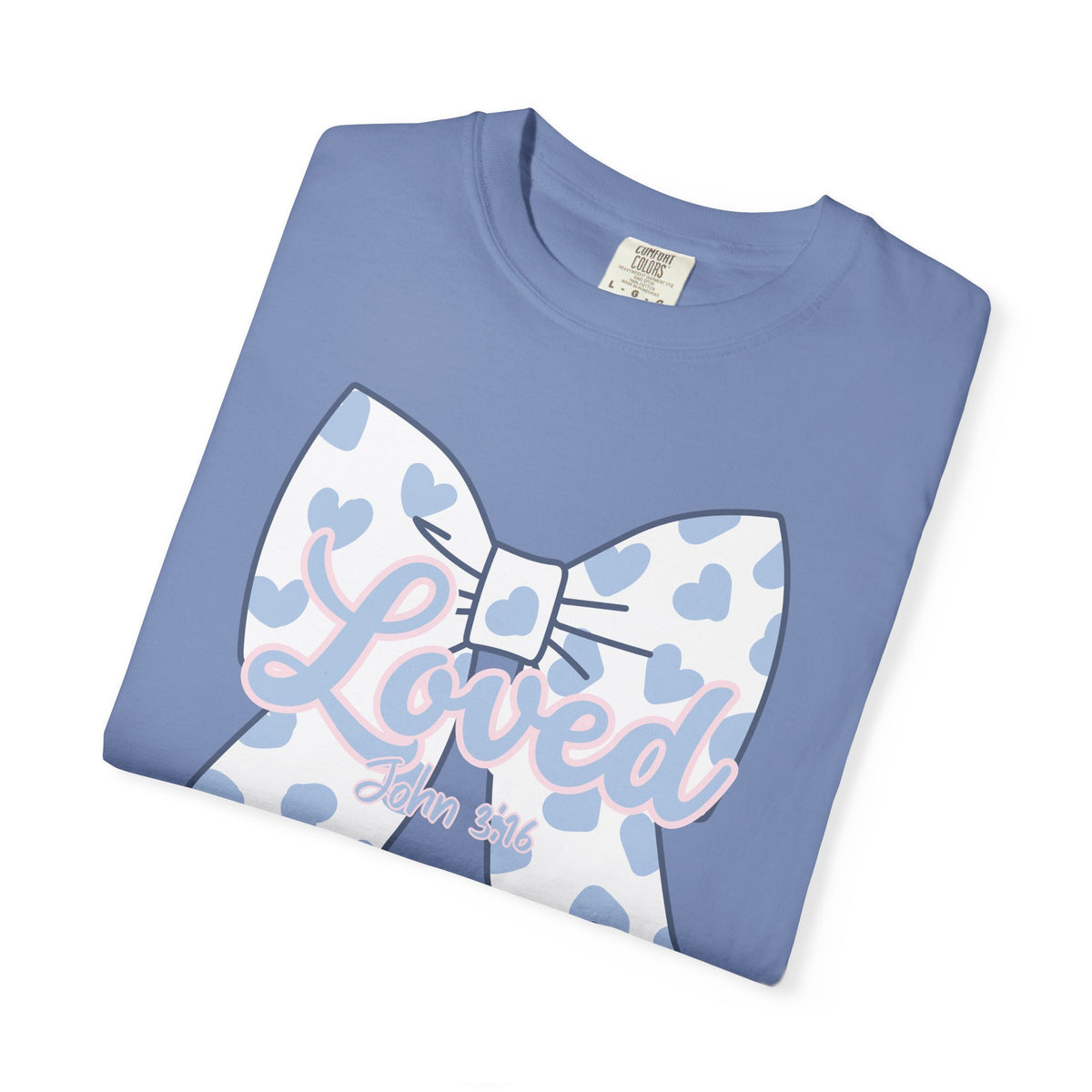 Baby Blue Polka Dot Bow T-Shirt | Christian Faith Graphic Tee