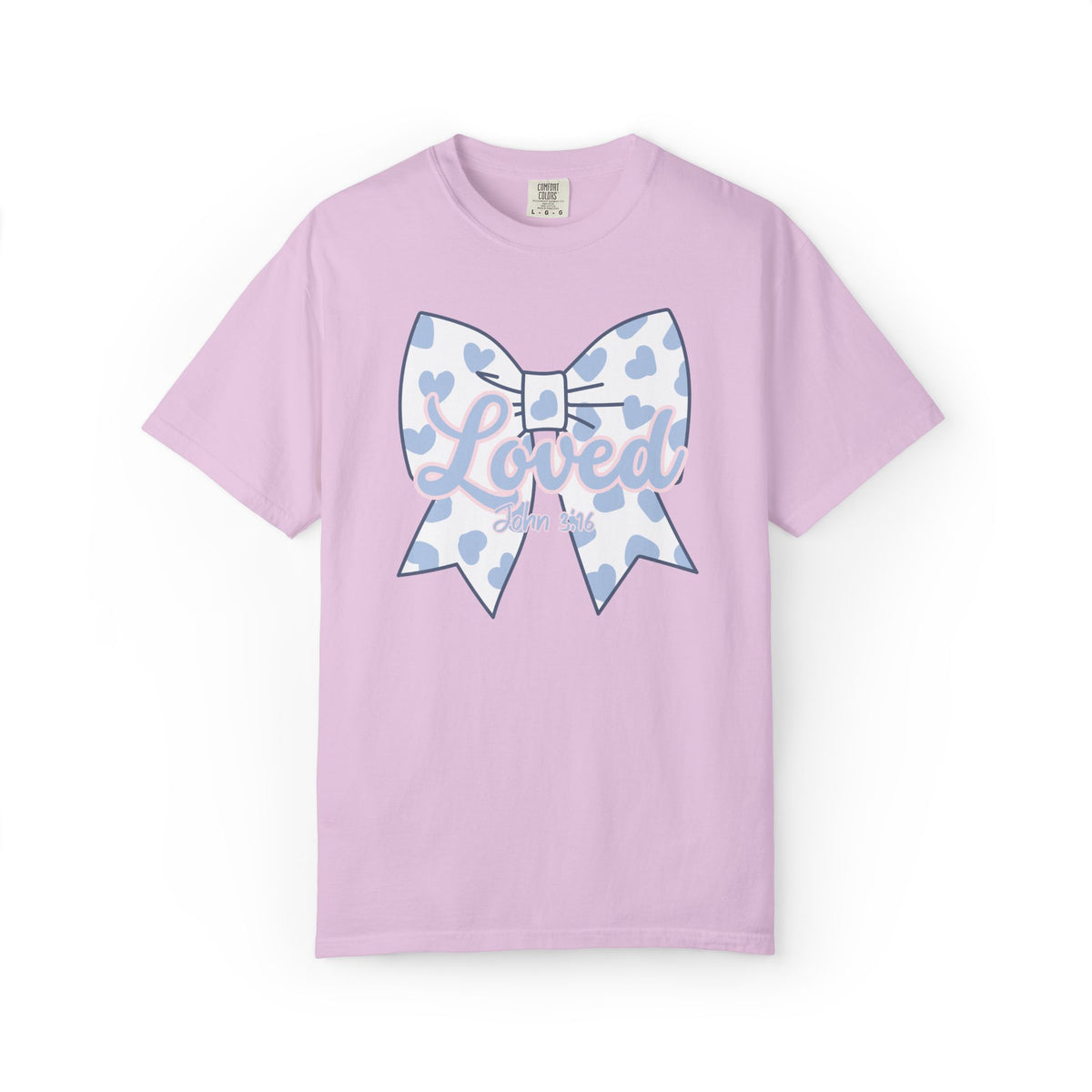 Baby Blue Polka Dot Bow T-Shirt | Christian Faith Graphic Tee