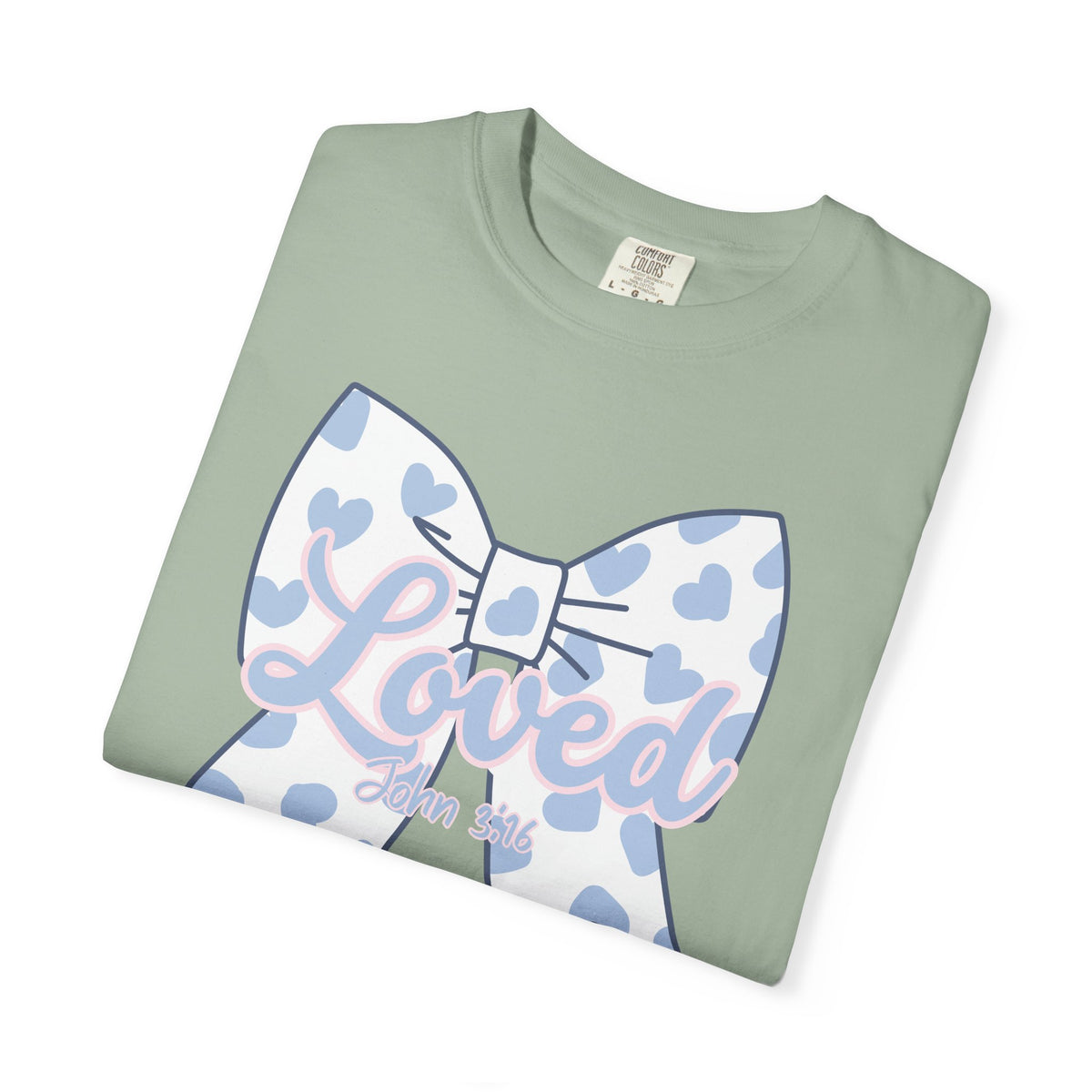 Baby Blue Polka Dot Bow T-Shirt | Christian Faith Graphic Tee