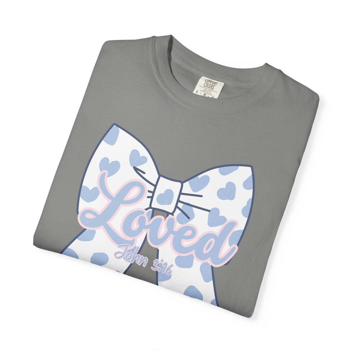 Baby Blue Polka Dot Bow T-Shirt | Christian Faith Graphic Tee