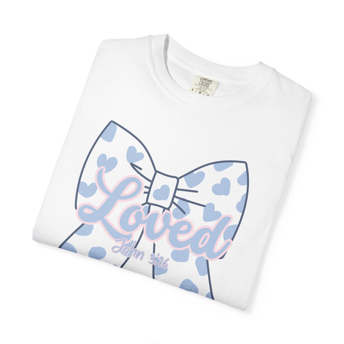 Baby Blue Polka Dot Bow T-Shirt | Christian Faith Graphic Tee