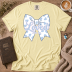 Baby Blue Polka Dot Bow T-Shirt | Christian Faith Graphic Tee