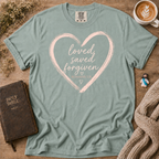 Loved Saved Forgiven T-Shirt | Christian Faith Graphic Tee