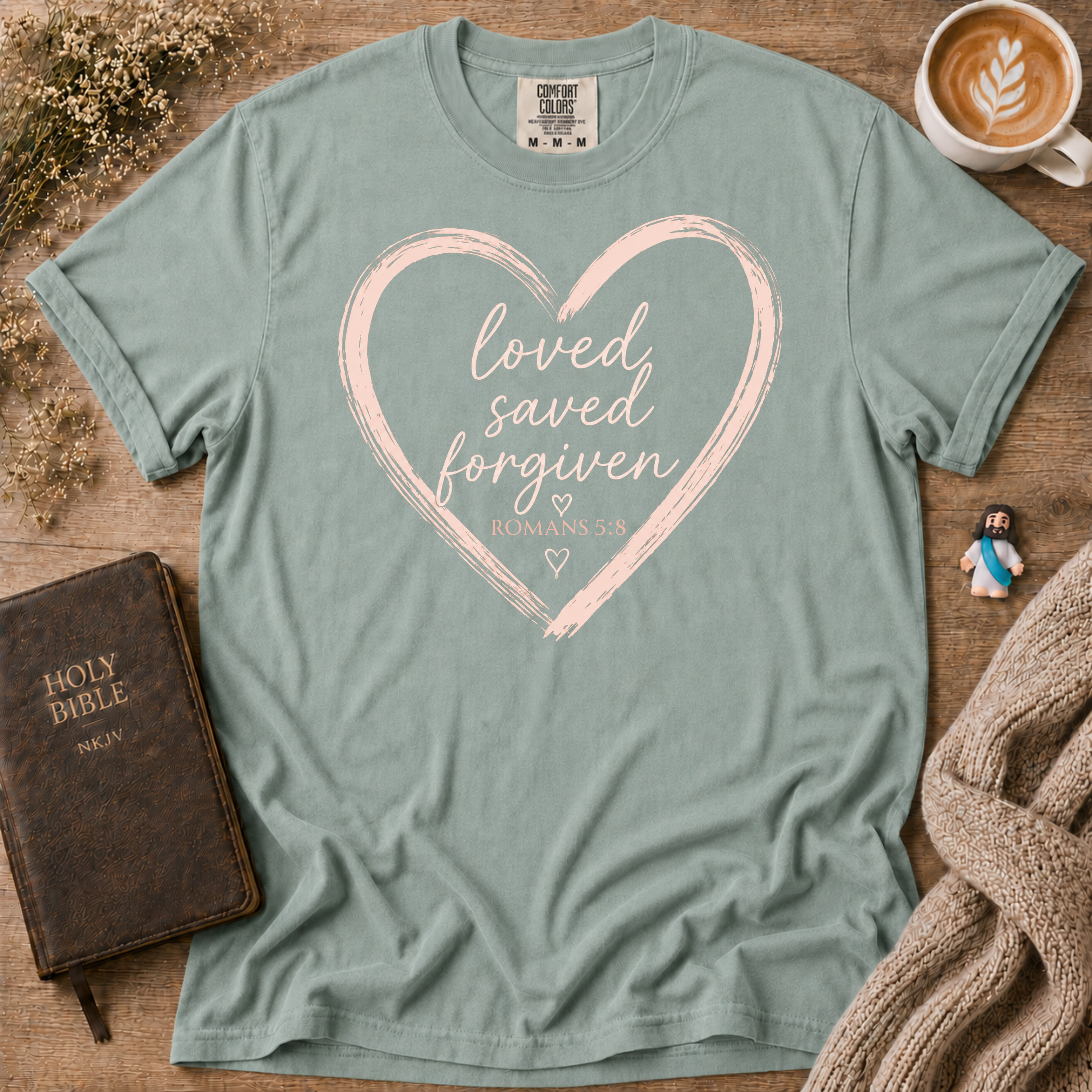 Loved Saved Forgiven T-Shirt | Christian Faith Graphic Tee