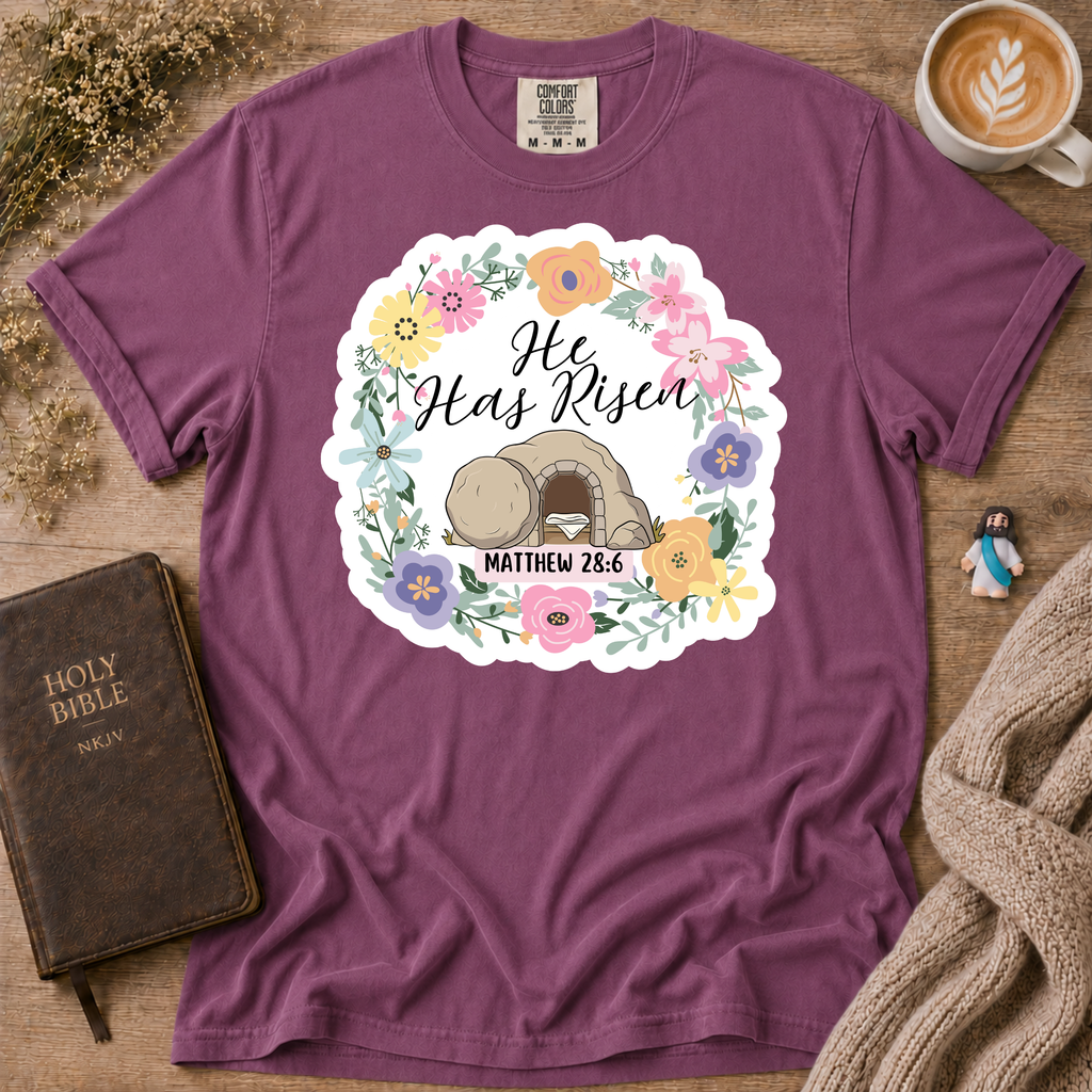 He Has Risen T-Shirt | Christian Faith Graphic Tee