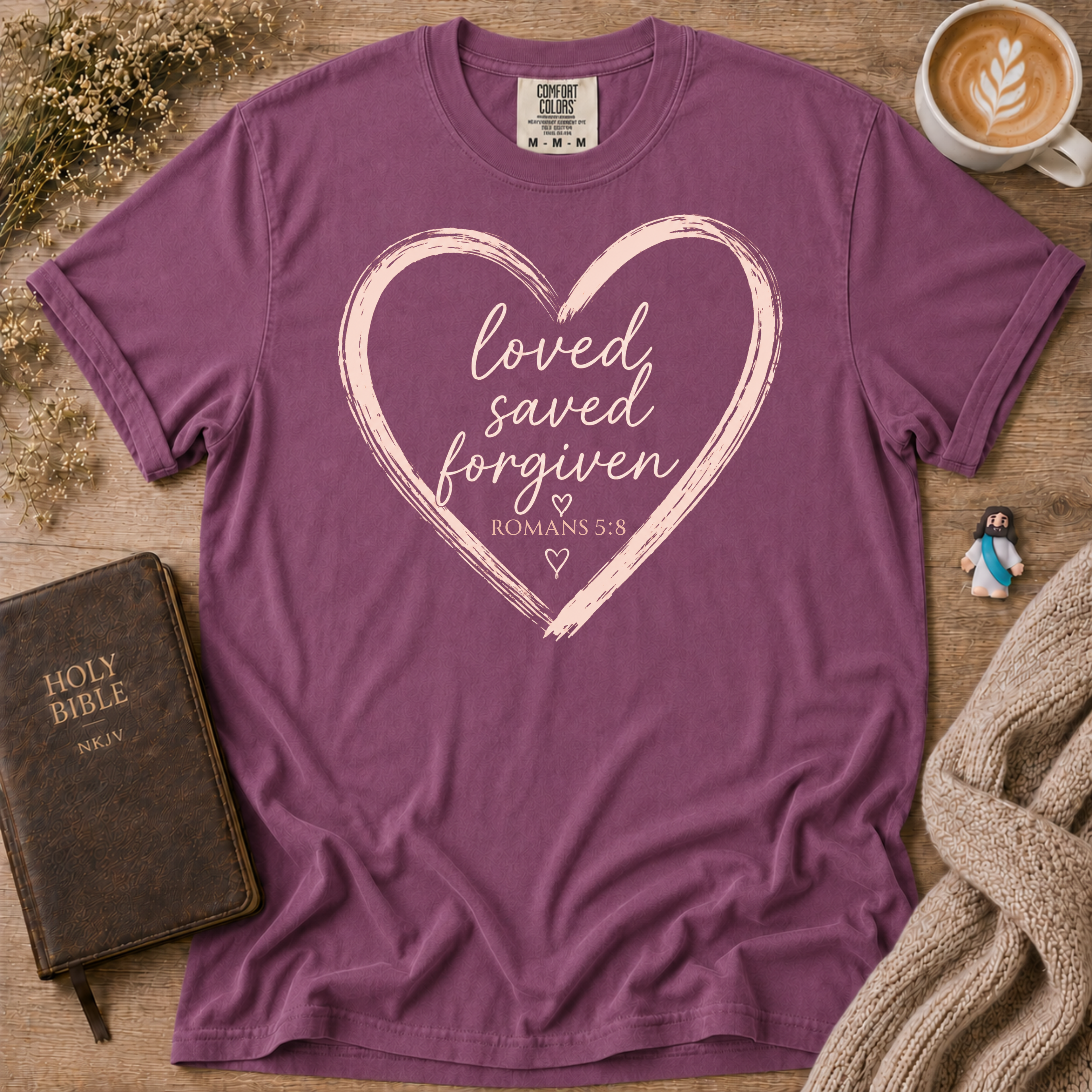 Loved Saved Forgiven T-Shirt | Christian Faith Graphic Tee