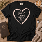 Loved Saved Forgiven T-Shirt | Christian Faith Graphic Tee