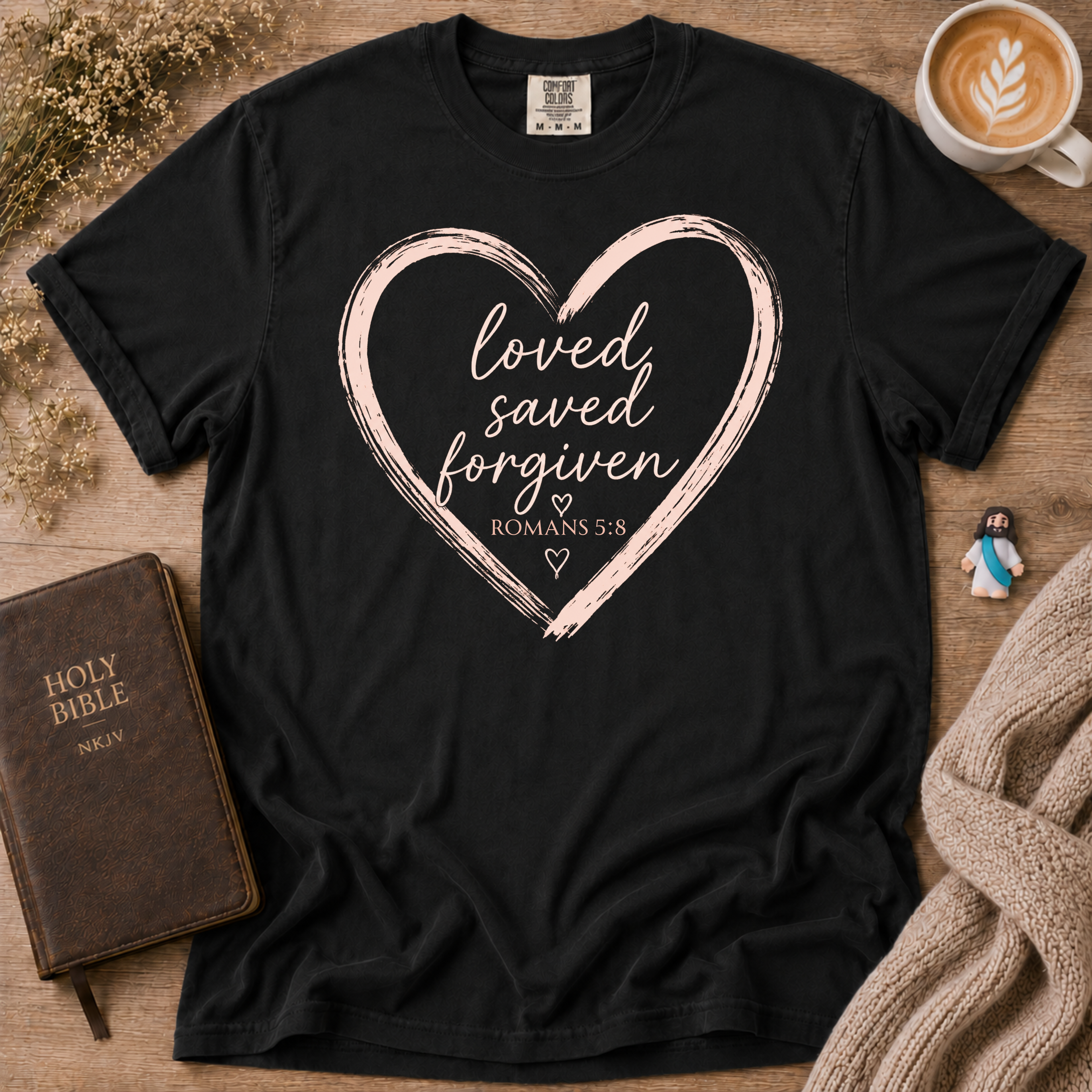 Loved Saved Forgiven T-Shirt | Christian Faith Graphic Tee