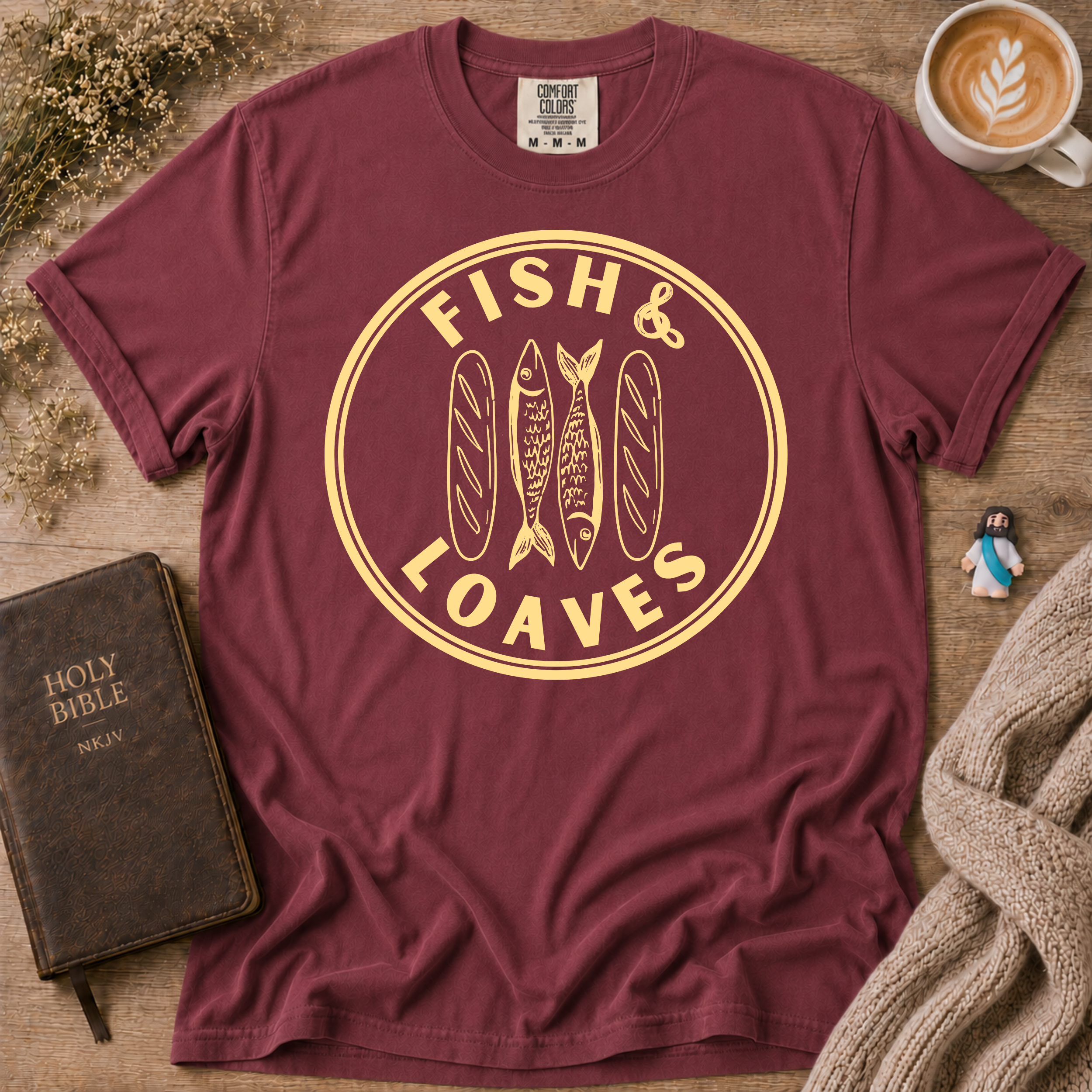 Fish & Loaves T-Shirt | Christian Faith Graphic Tee