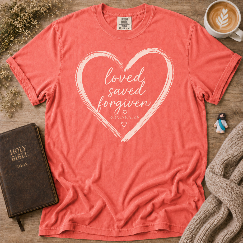Loved Saved Forgiven T-Shirt | Christian Faith Graphic Tee