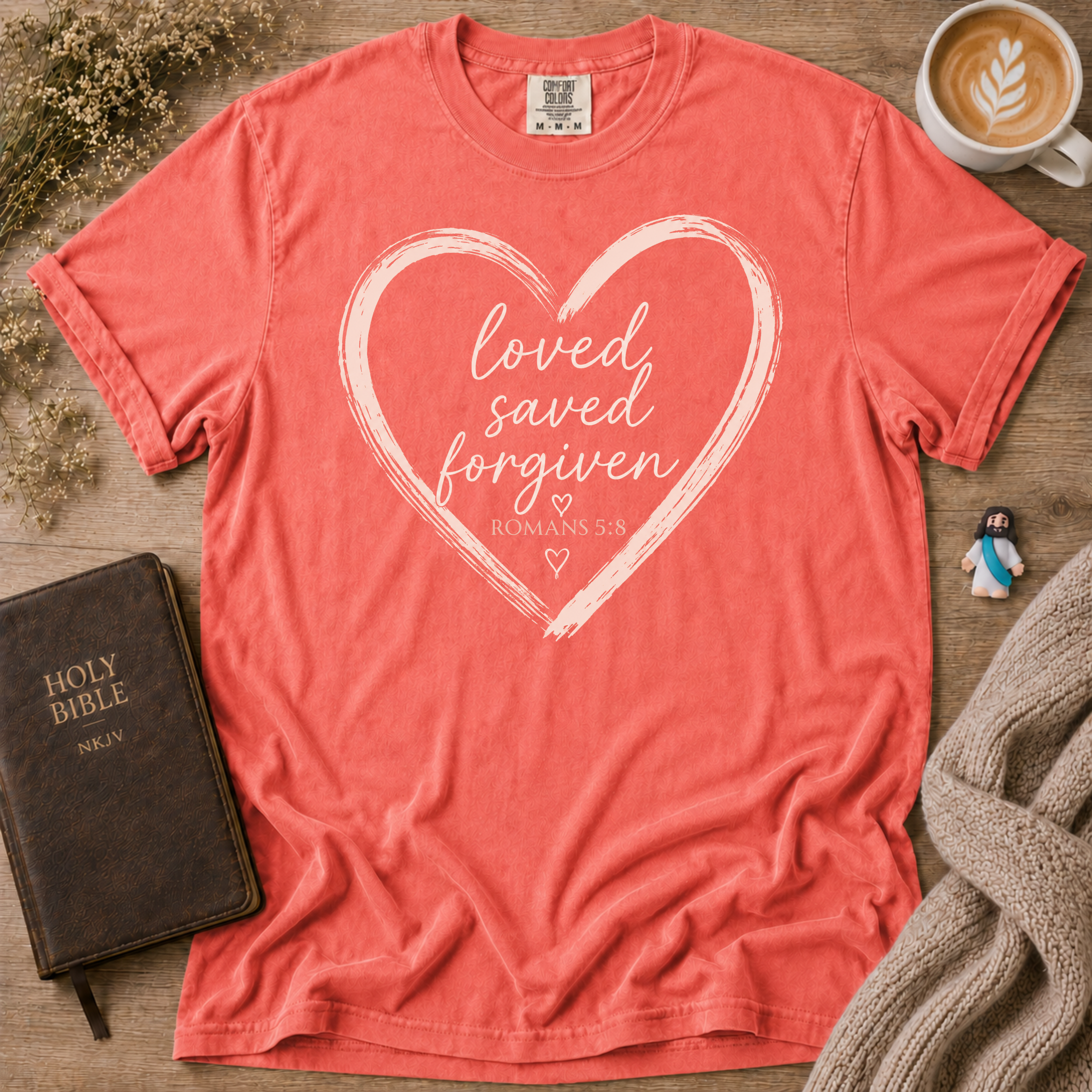 Loved Saved Forgiven T-Shirt | Christian Faith Graphic Tee
