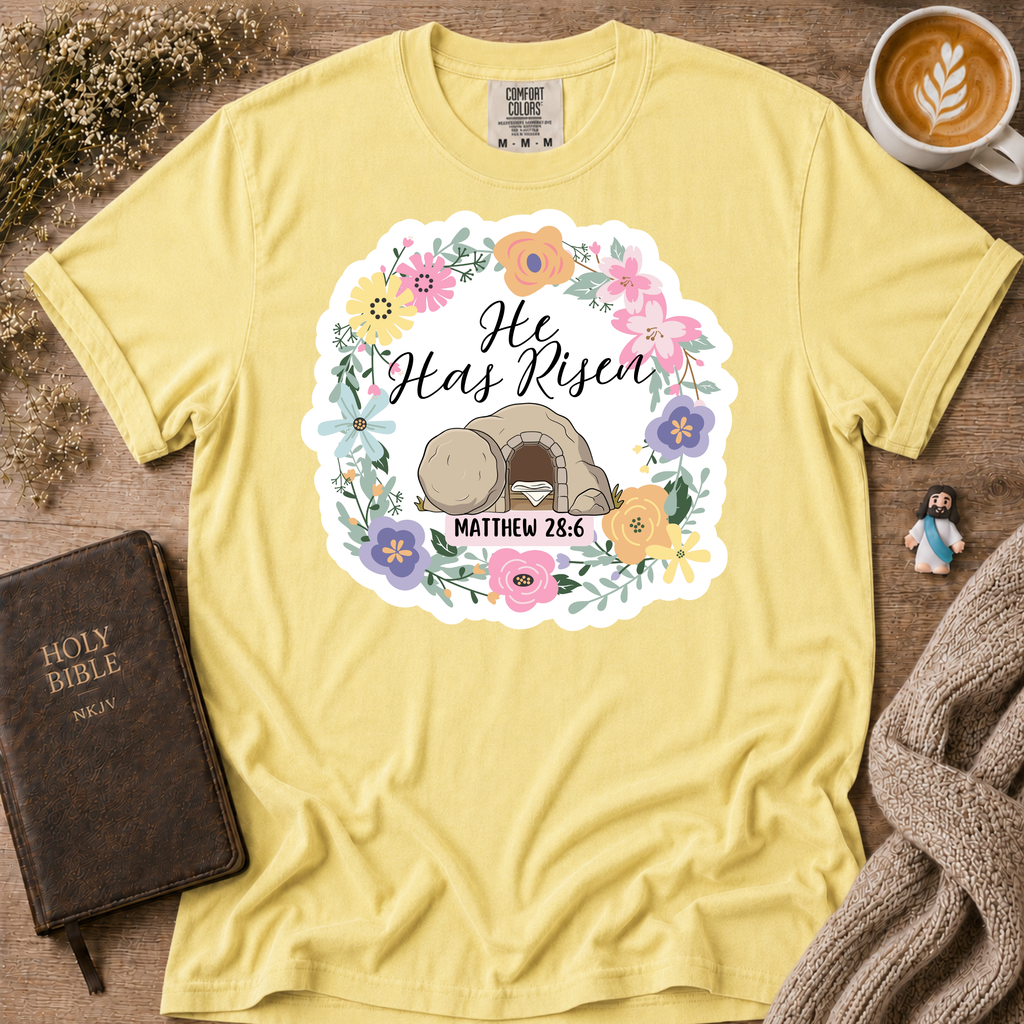 He Has Risen T-Shirt | Christian Faith Graphic Tee