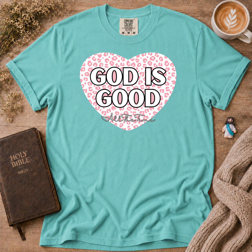 God Is Good Pink Leopard T-Shirt | Christian Faith Graphic Tee