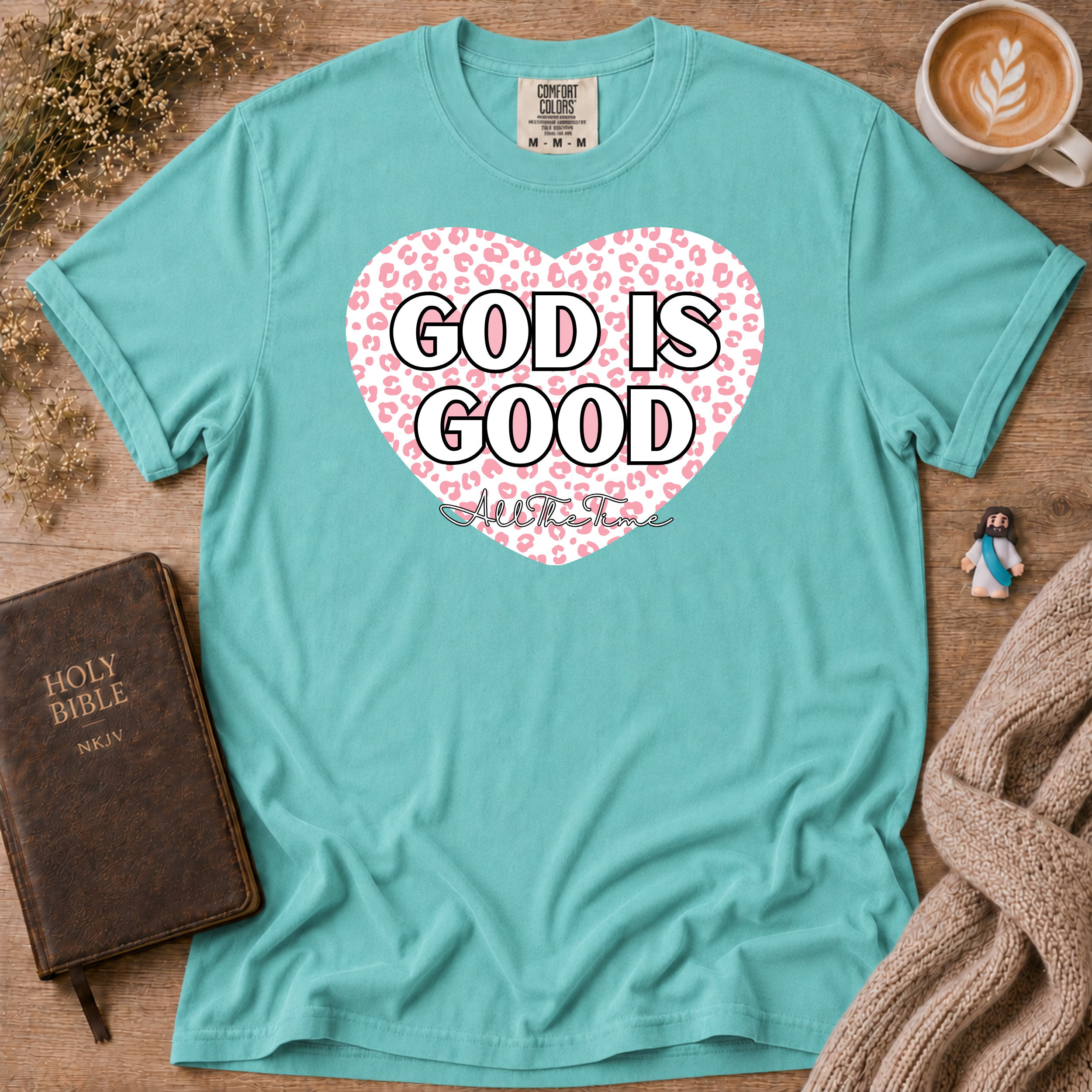 God Is Good Pink Leopard T-Shirt | Christian Faith Graphic Tee