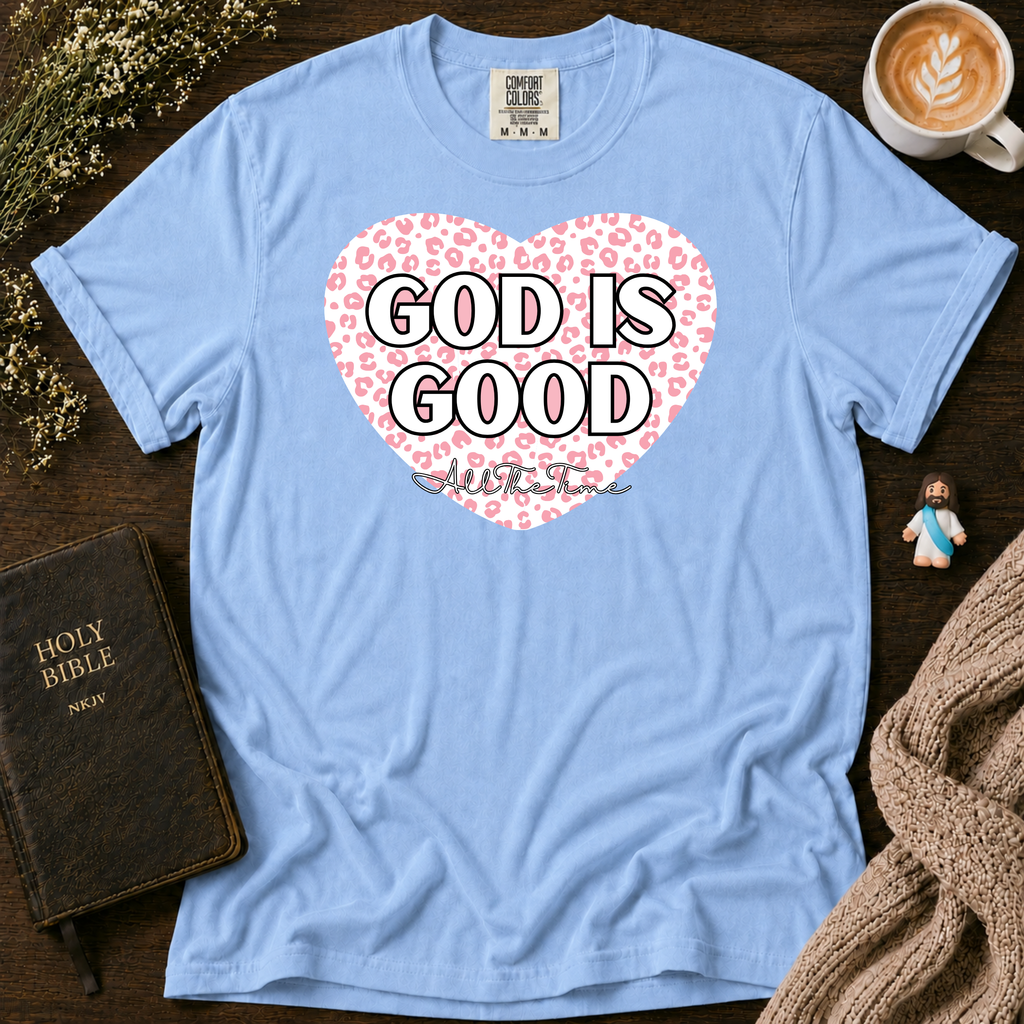 God Is Good Pink Leopard T-Shirt | Christian Faith Graphic Tee