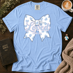 Baby Blue Polka Dot Bow T-Shirt | Christian Faith Graphic Tee