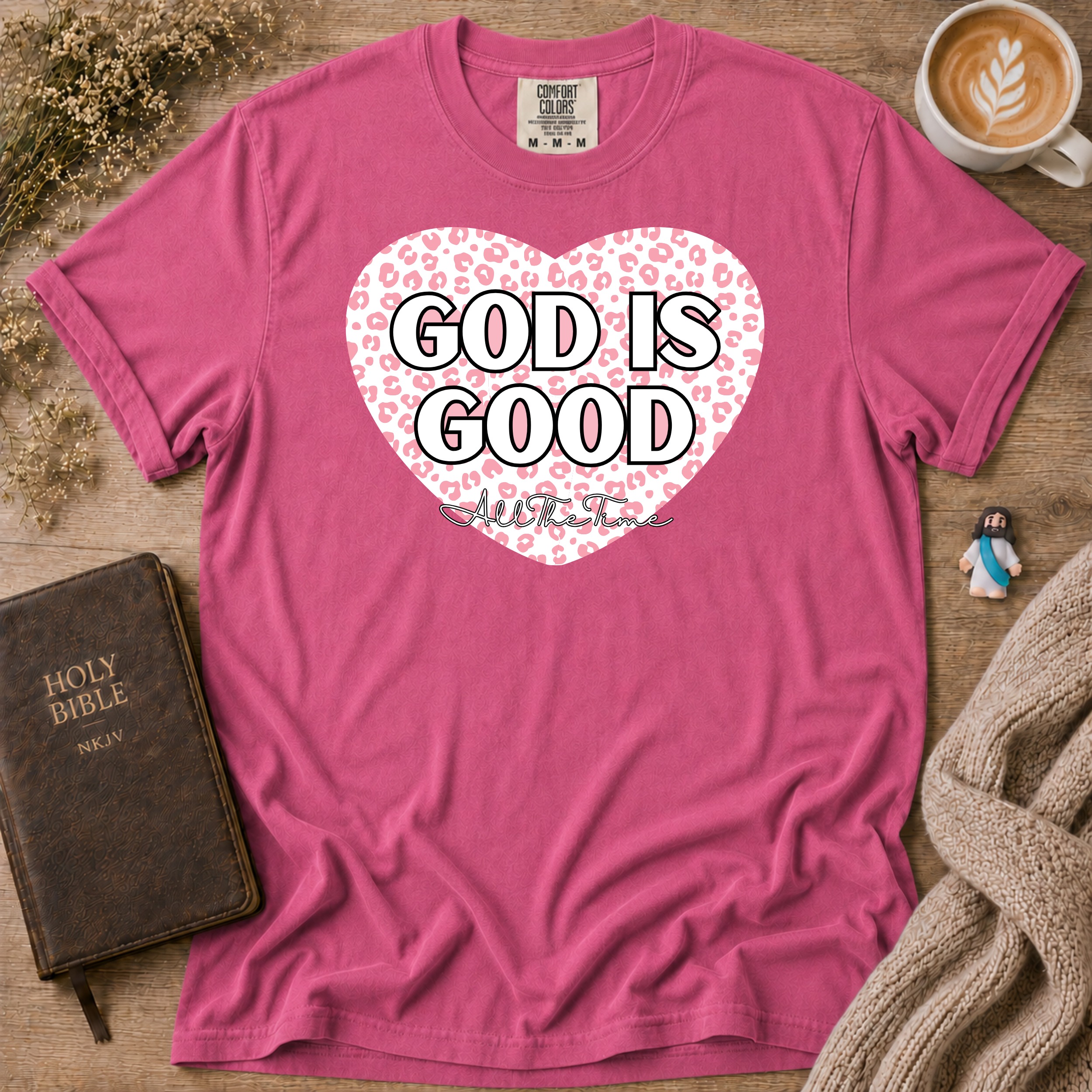 God Is Good Pink Leopard T-Shirt | Christian Faith Graphic Tee