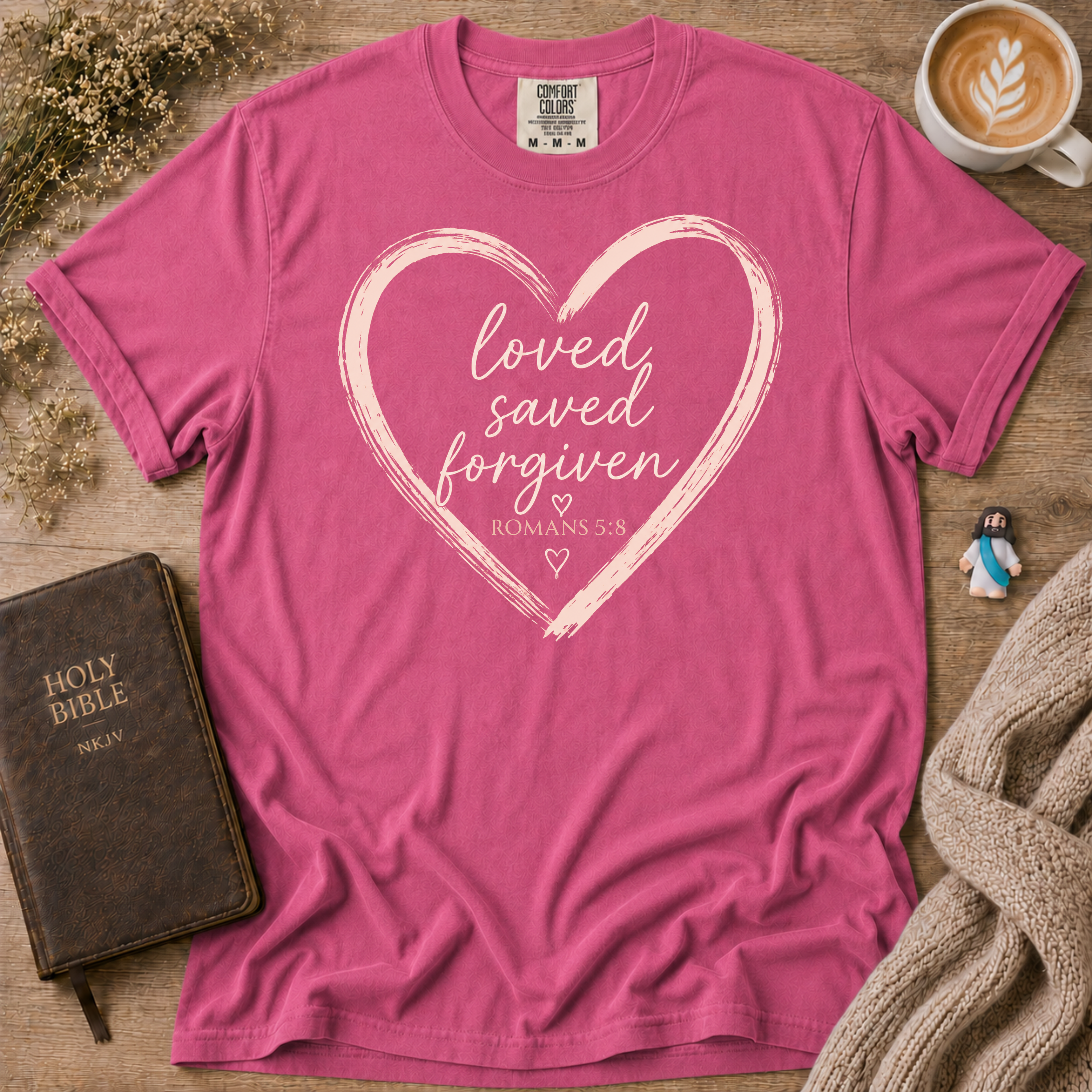 Loved Saved Forgiven T-Shirt | Christian Faith Graphic Tee
