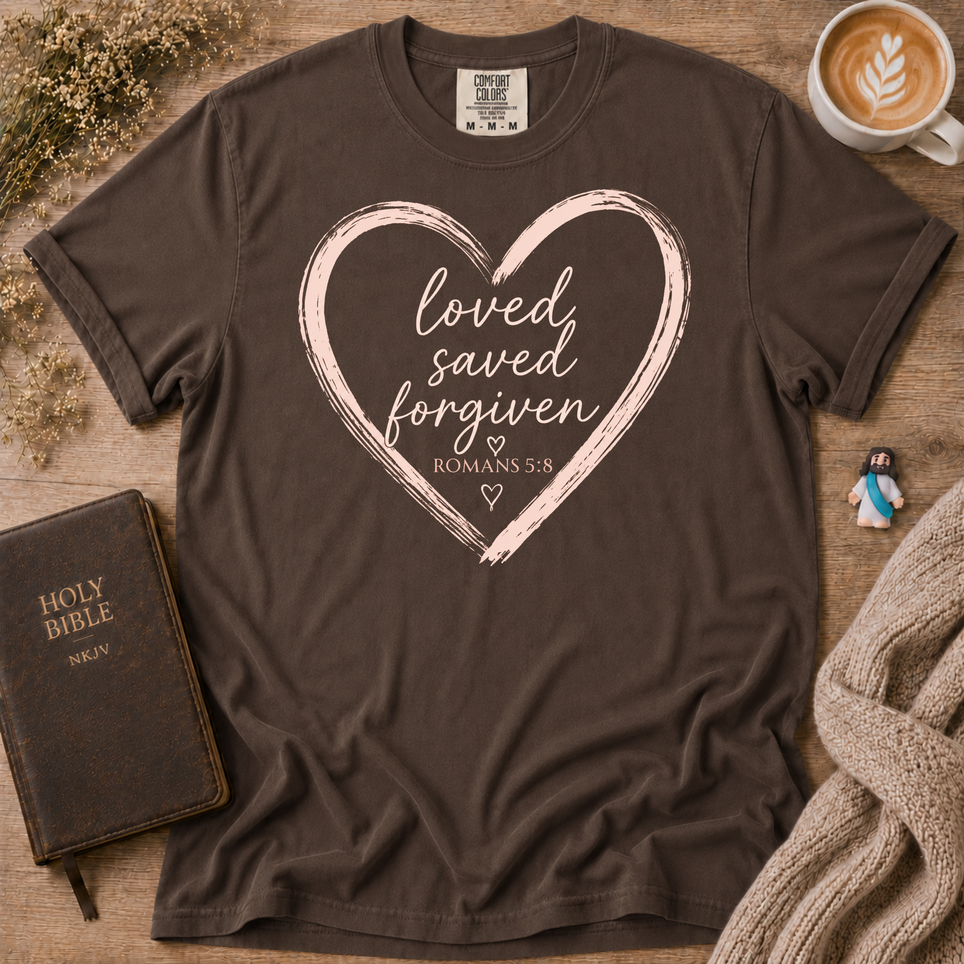 Loved Saved Forgiven T-Shirt | Christian Faith Graphic Tee
