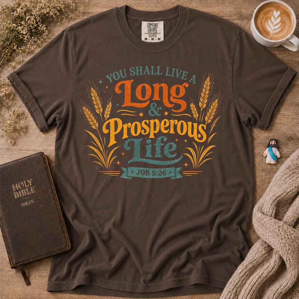 Job 5:26 Wheat T-Shirt | Christian Faith Graphic Tee