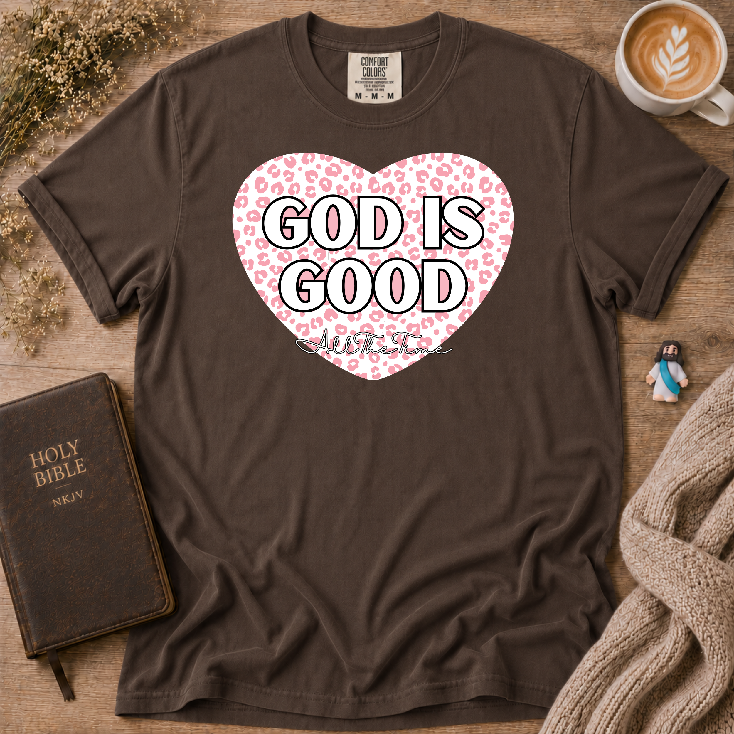 God Is Good Pink Leopard T-Shirt | Christian Faith Graphic Tee