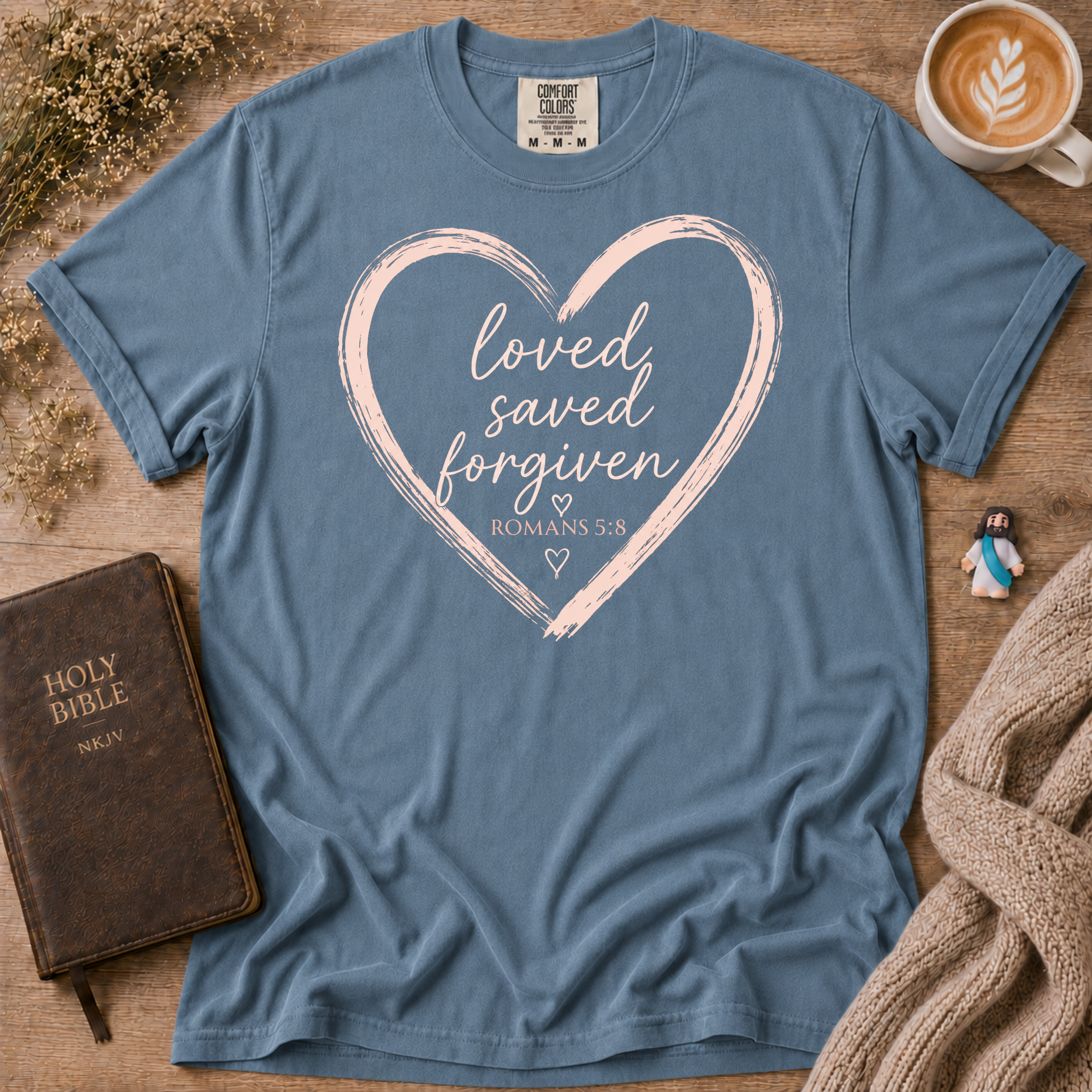 Loved Saved Forgiven T-Shirt | Christian Faith Graphic Tee