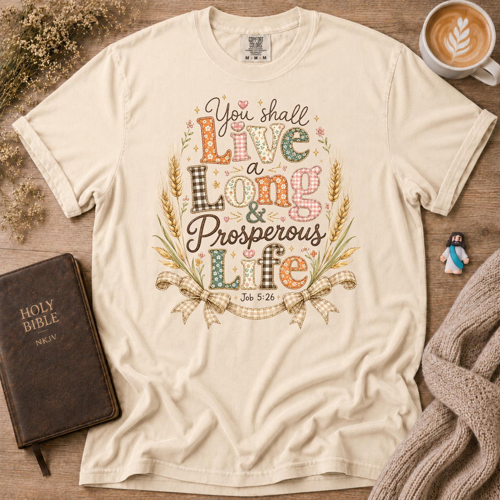 Job 5:26 Prosperous T-Shirt | Christian Faith Graphic Tee
