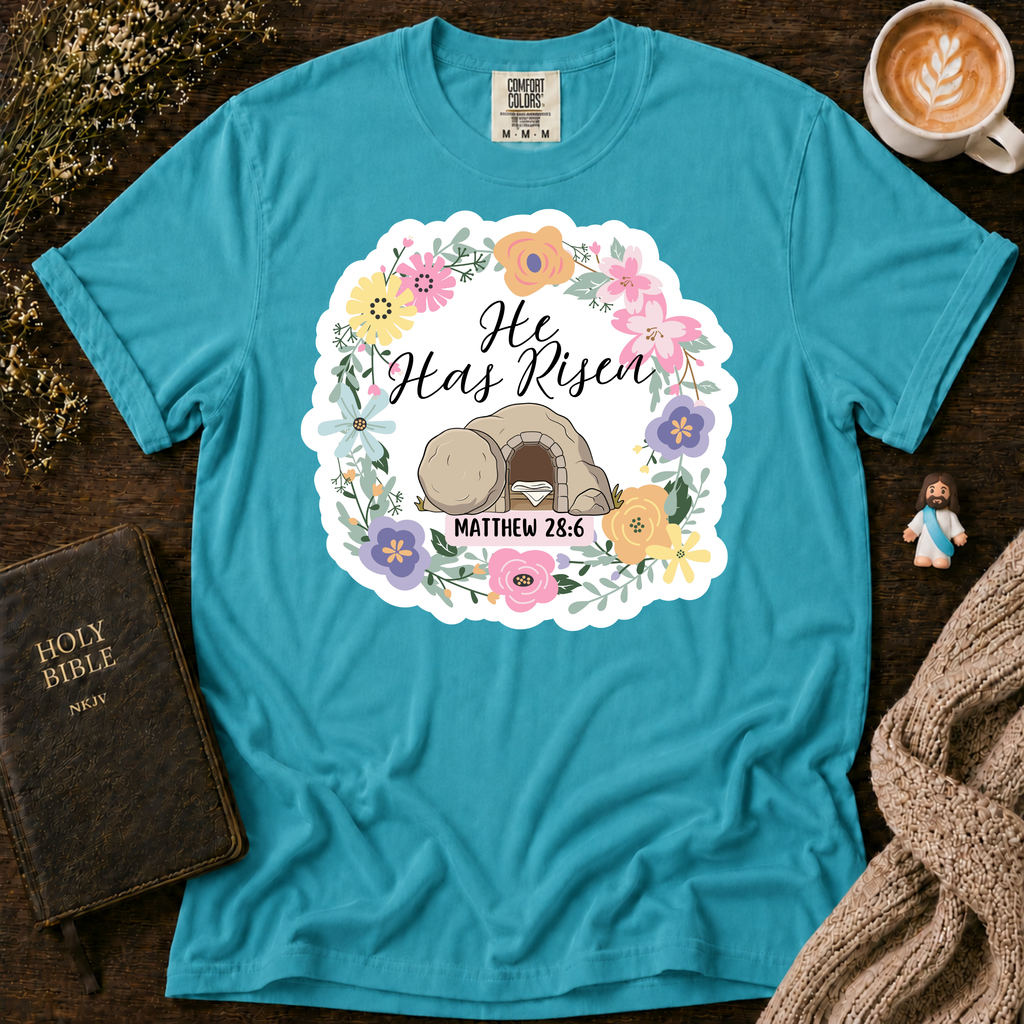 He Has Risen T-Shirt | Christian Faith Graphic Tee