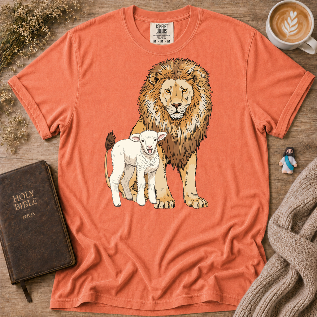 Lion&Lamb Image T-Shirt | Christian Faith Graphic Tee