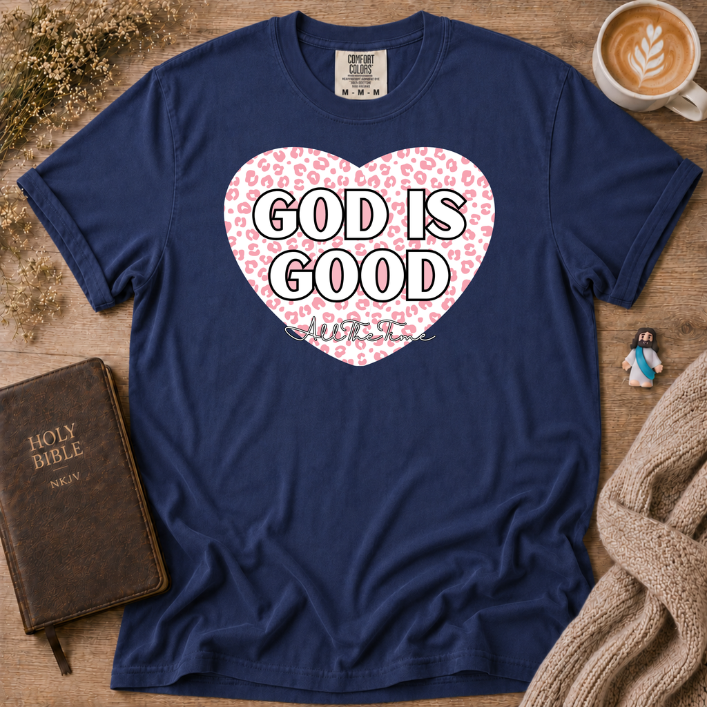 God Is Good Pink Leopard T-Shirt | Christian Faith Graphic Tee