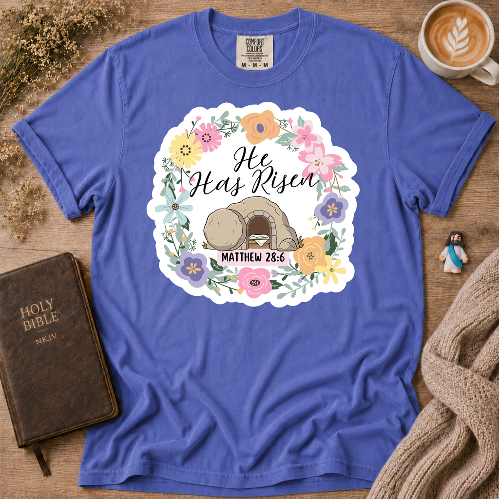 He Has Risen T-Shirt | Christian Faith Graphic Tee