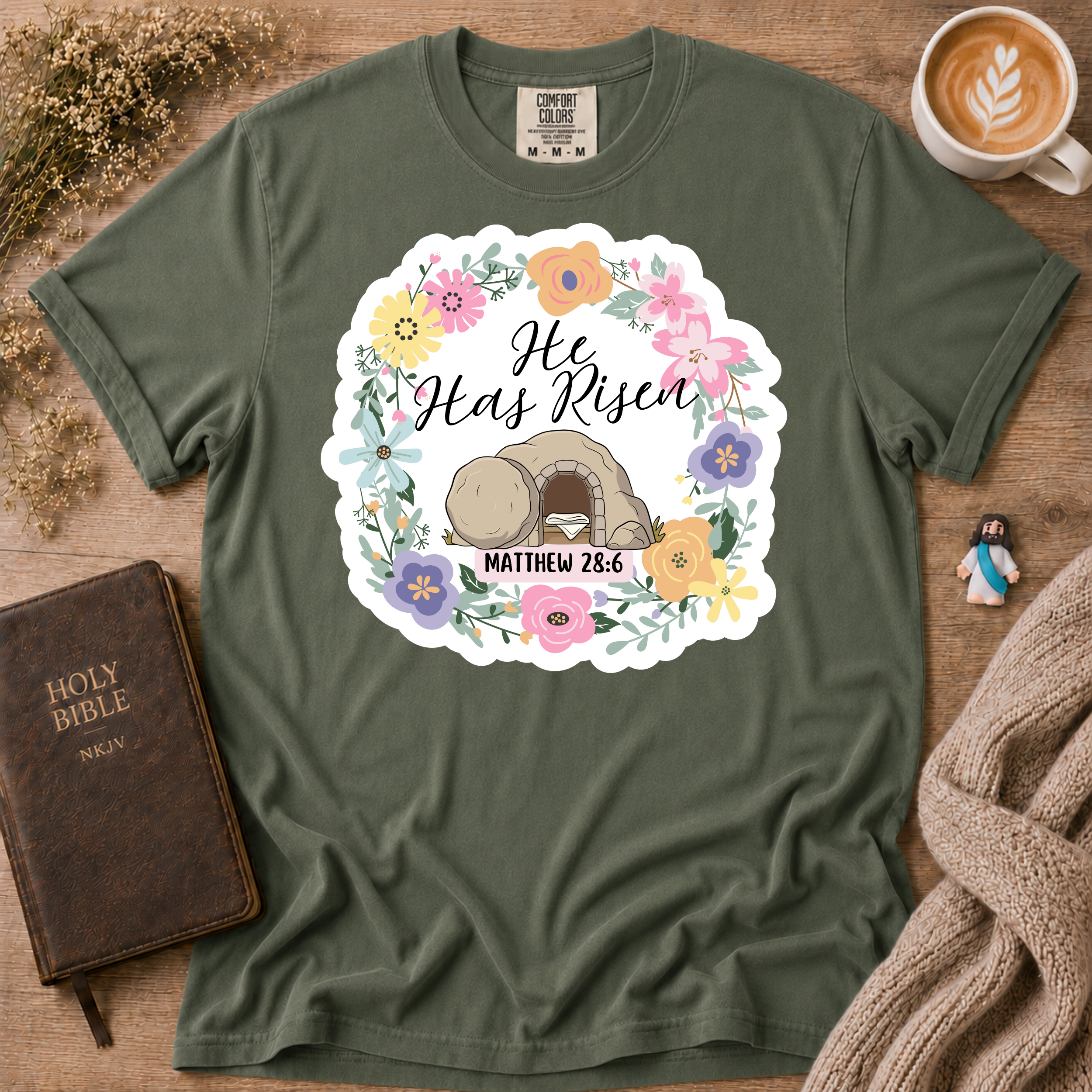 He Has Risen T-Shirt | Christian Faith Graphic Tee