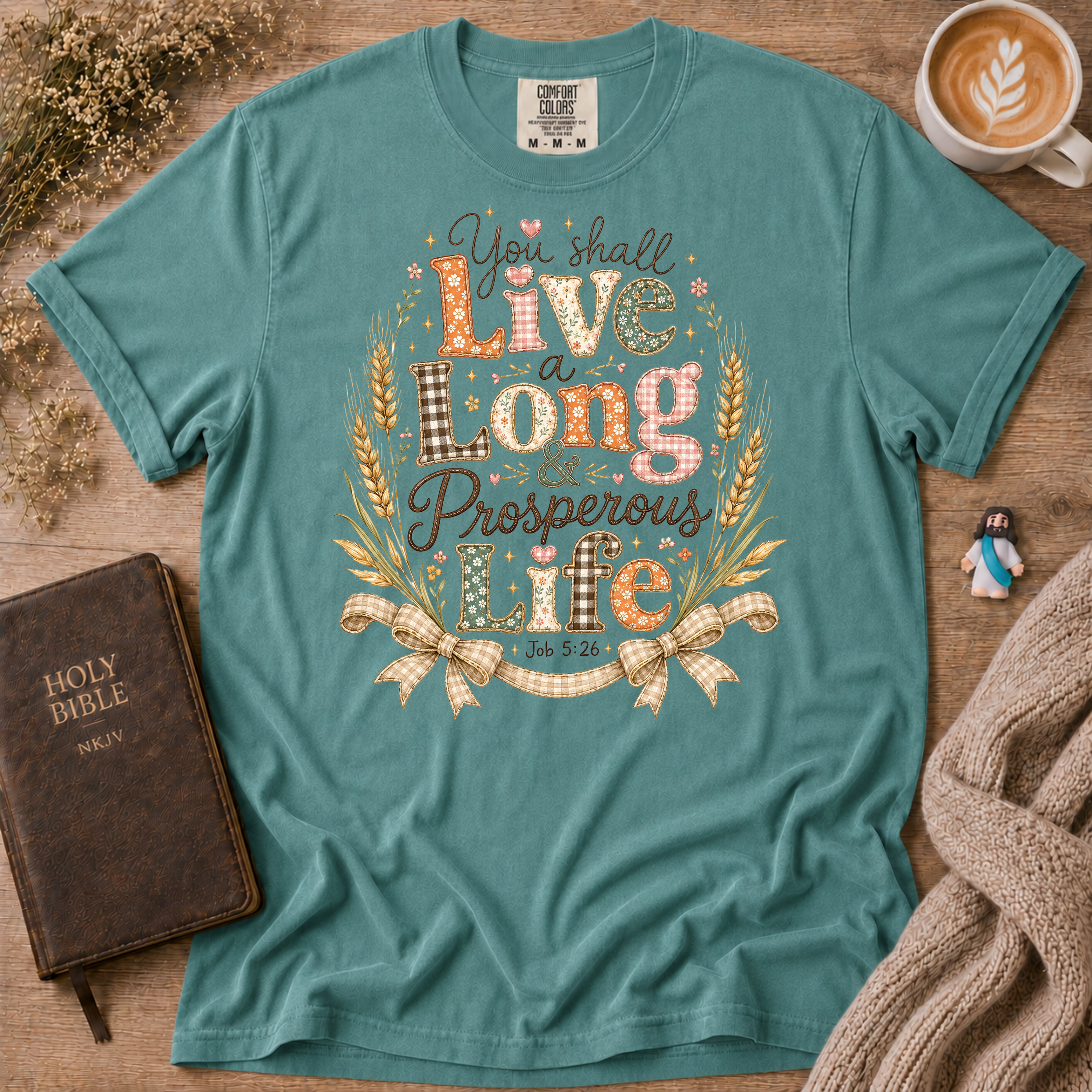 Job 5:26 Prosperous T-Shirt | Christian Faith Graphic Tee