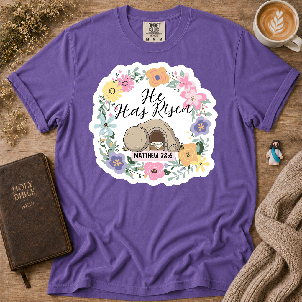 He Has Risen T-Shirt | Christian Faith Graphic Tee