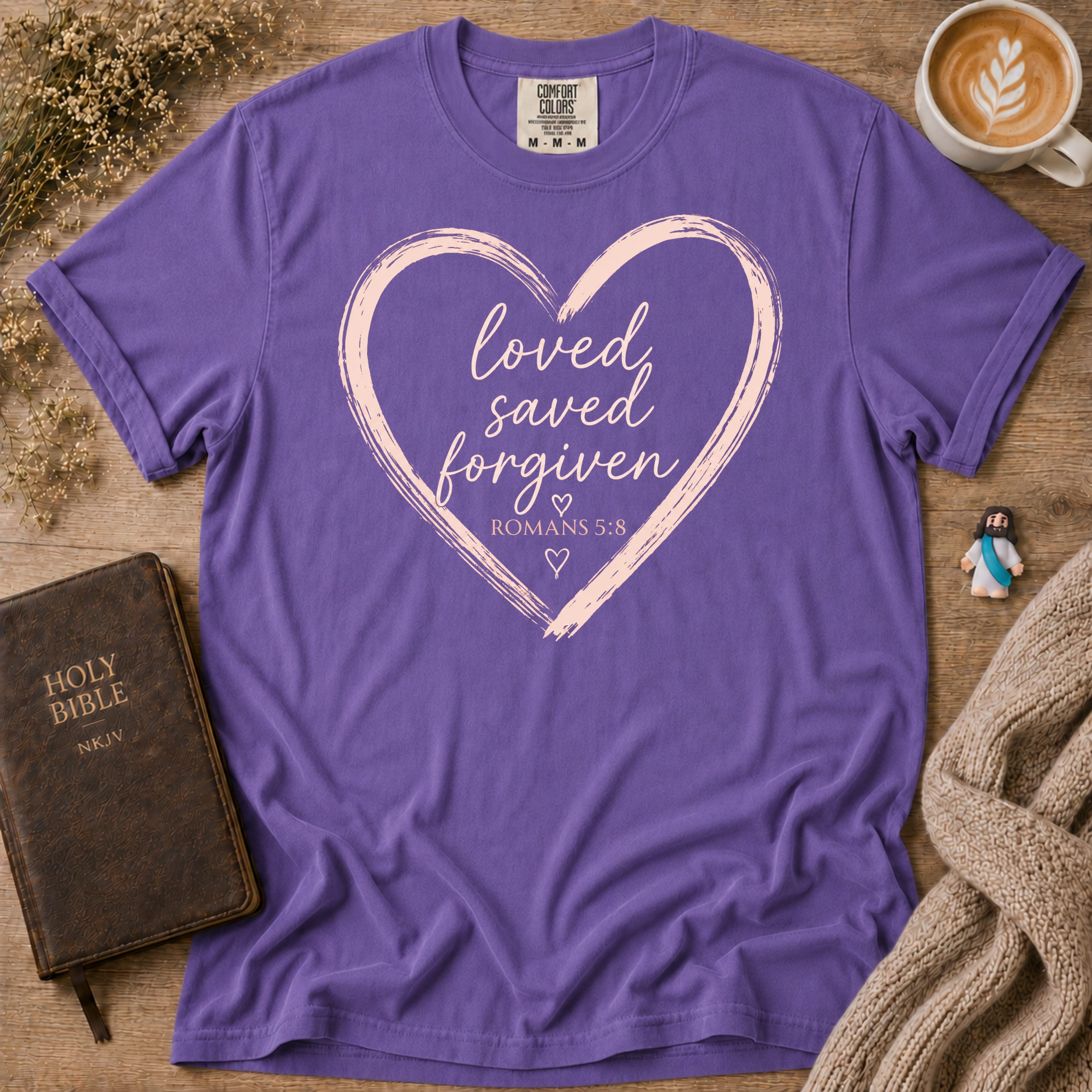 Loved Saved Forgiven T-Shirt | Christian Faith Graphic Tee