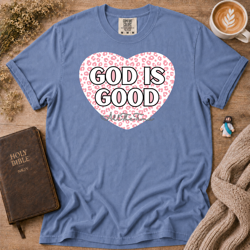God Is Good Pink Leopard T-Shirt | Christian Faith Graphic Tee