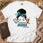 Messy Bun Jesus & Coffee Run T-Shirt | Christian Faith Graphic Tee